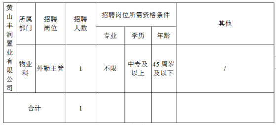 黃山豐潤(rùn)置業(yè)有限公司委托黃山市徽州時(shí)代人力資源有限公司招聘派遣工作人員公告